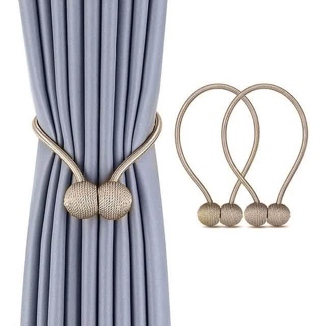 2-Piece: Magnet Curtains Bandages Buckle Furniture & Decor Beige - DailySale