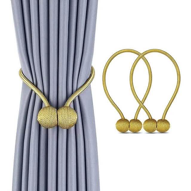 2-Piece: Magnet Curtains Bandages Buckle Furniture & Decor Gold - DailySale