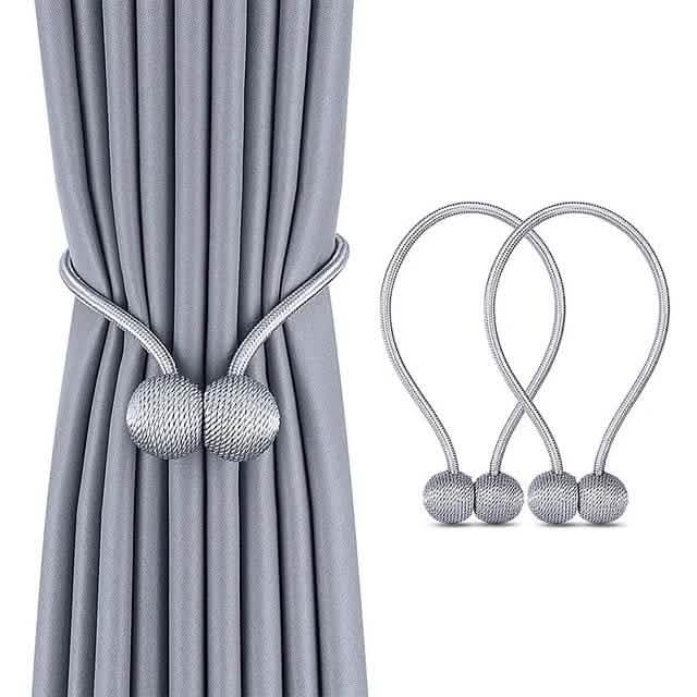 2-Piece: Magnet Curtains Bandages Buckle Furniture & Decor Silver - DailySale
