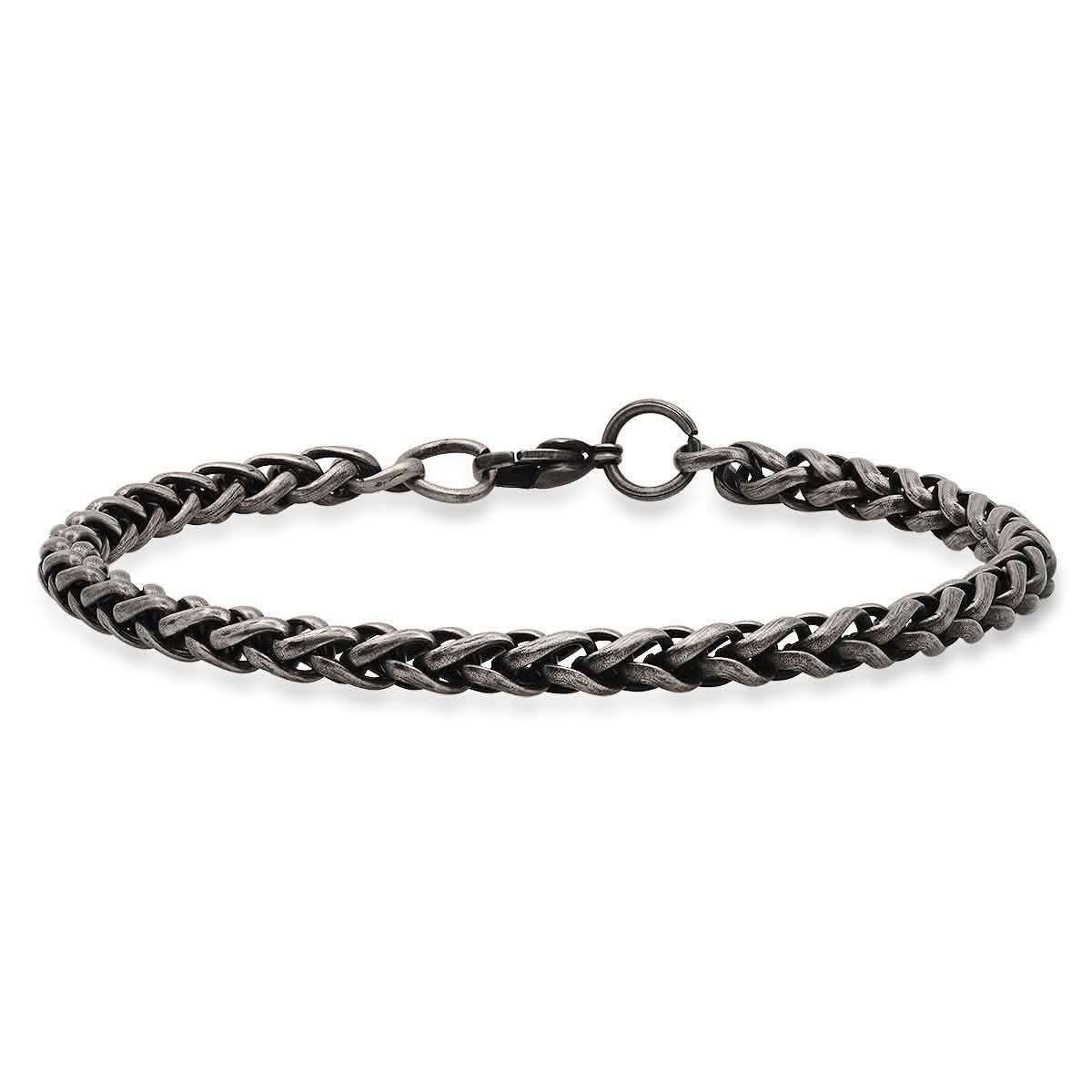 2-Piece: Men's Oxidized Stainless Steel Wheat Chain Necklace and Bracelet Set Men's Accessories - DailySale