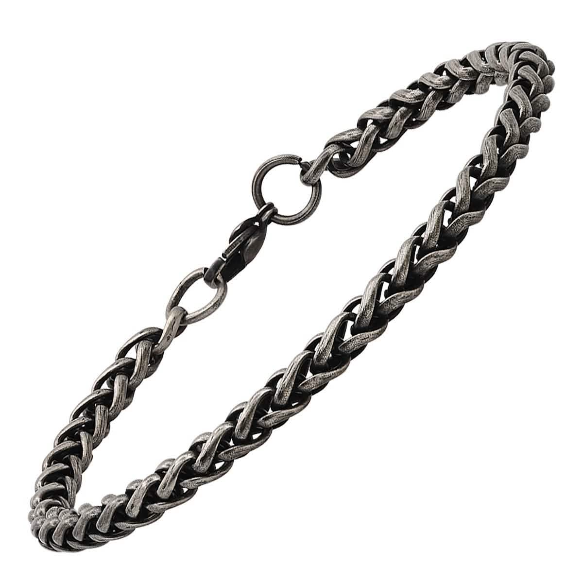 2-Piece: Men's Oxidized Stainless Steel Wheat Chain Necklace and Bracelet Set Men's Accessories - DailySale