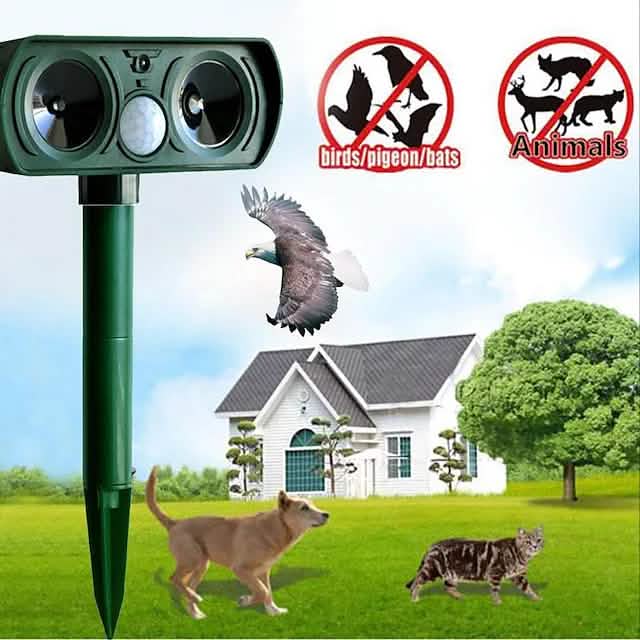 2-Piece: Outdoor Solar Ultrasonic Pest Repeller Pest Control - DailySale