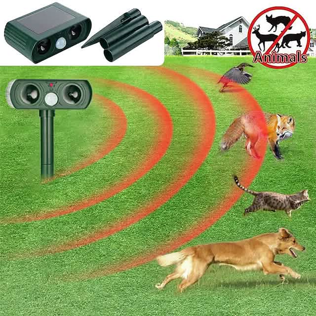 2-Piece: Outdoor Solar Ultrasonic Pest Repeller Pest Control - DailySale
