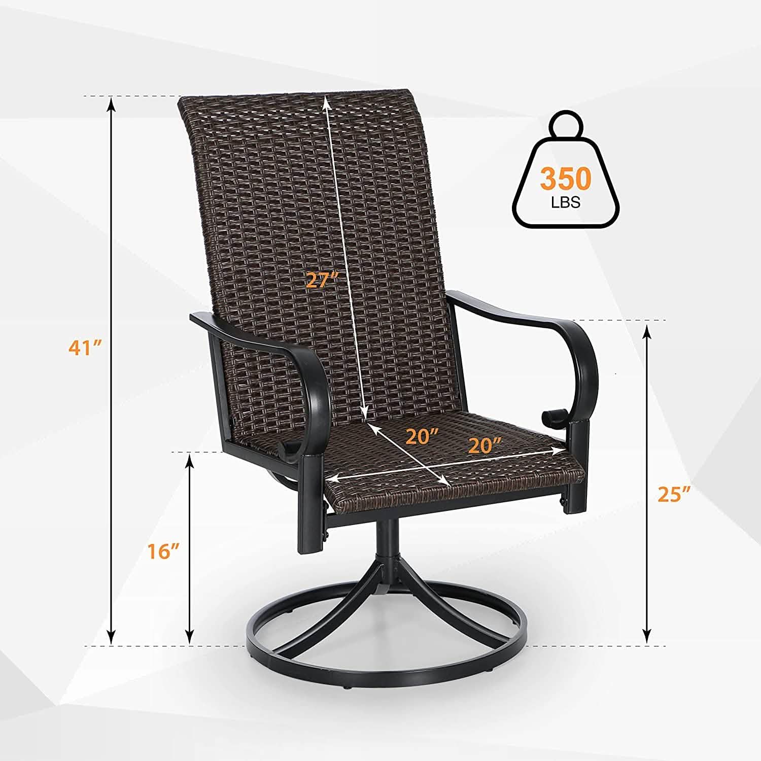 2-Piece: Outdoor Swivel Rattan Dining Chair Set Garden & Patio - DailySale