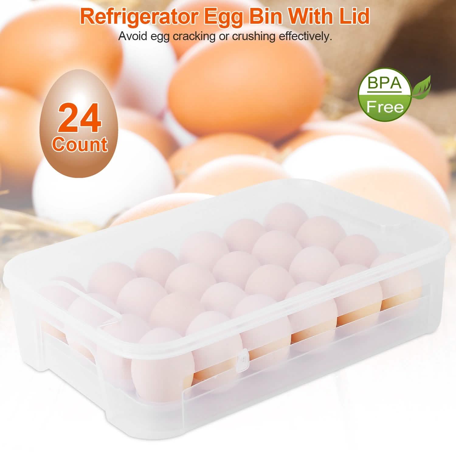 2-Piece: Plastic Egg Holder Stackable Egg Storage Box Kitchen Storage - DailySale