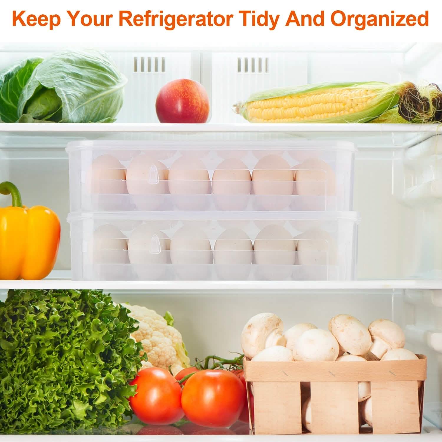 2-Piece: Plastic Egg Holder Stackable Egg Storage Box Kitchen Storage - DailySale