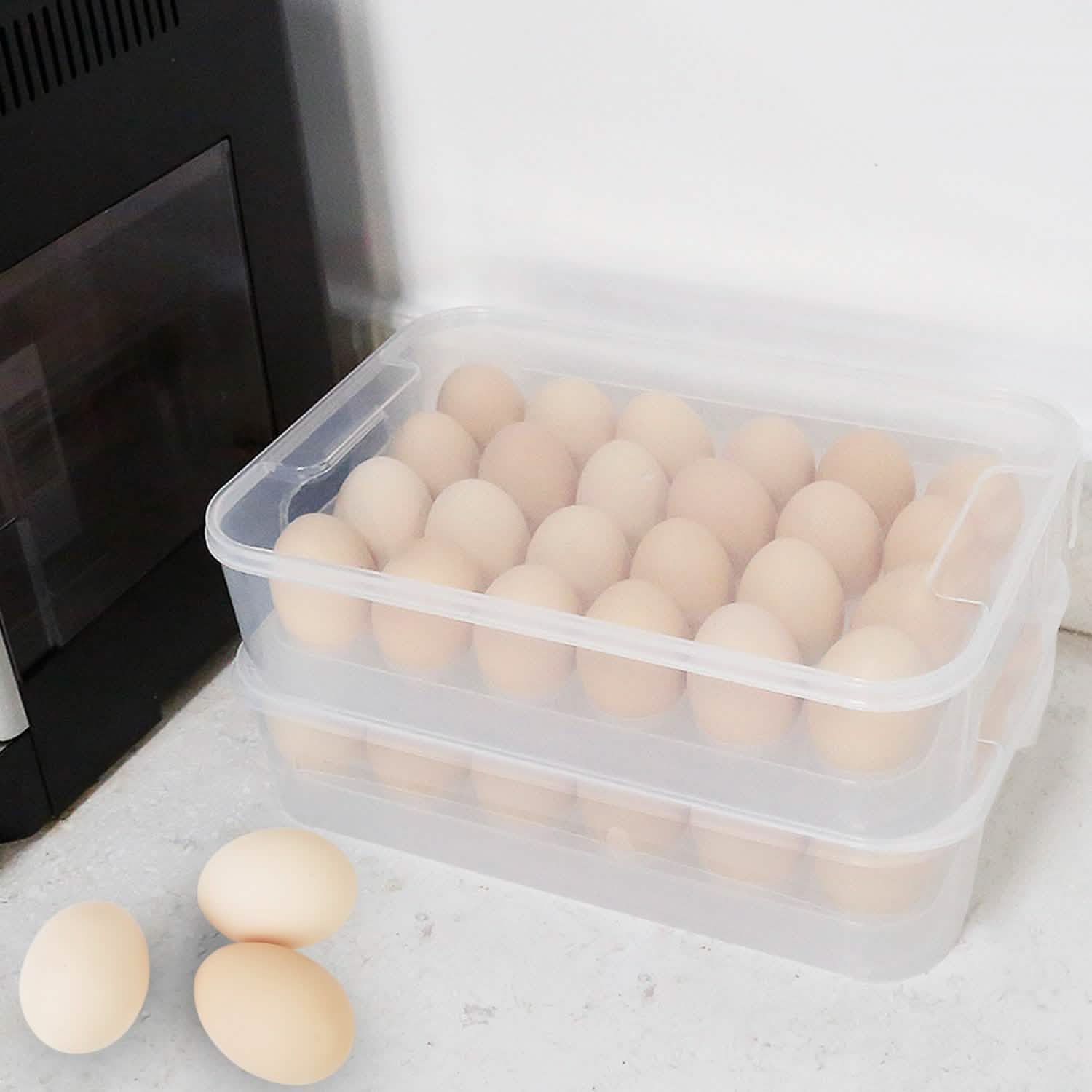 2-Piece: Plastic Egg Holder Stackable Egg Storage Box Kitchen Storage - DailySale
