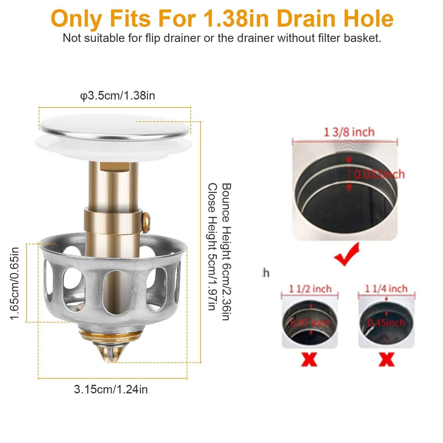 2-Piece: Pop Up Sink Drain Plugs Home Improvement - DailySale