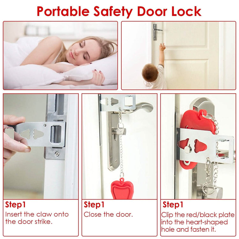 2-Piece: Portable Travel Door Lock Home Hotel Apartment Security Lock Everything Else - DailySale