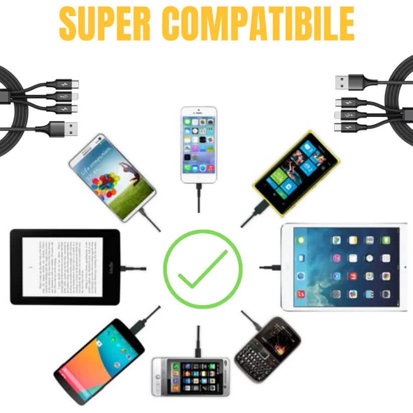 2-Piece Set: 3-Port LED Display High Speed Wall Charger Black + 3-in-1 Cable Mobile Accessories - DailySale