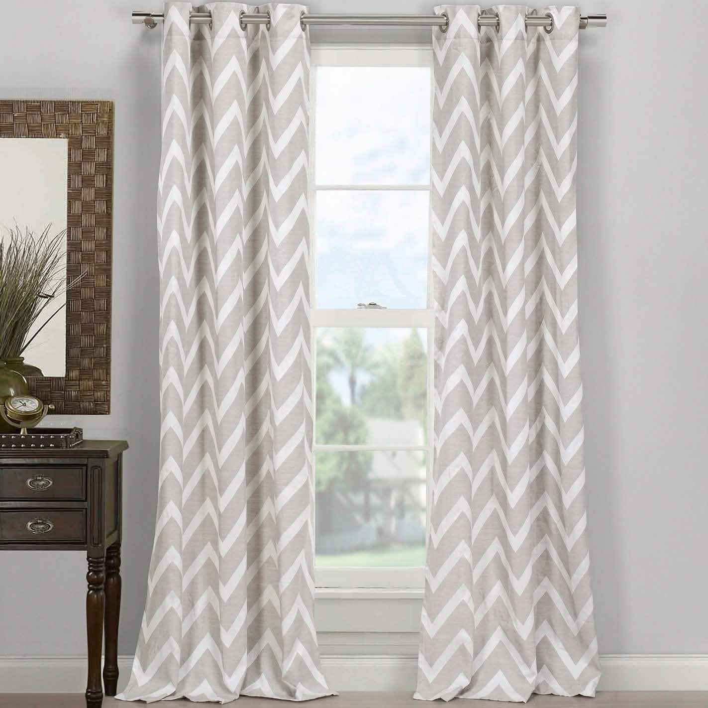 2-Piece Set: Chevron Grommet Window Curtain Pair Panel Furniture & Decor - DailySale