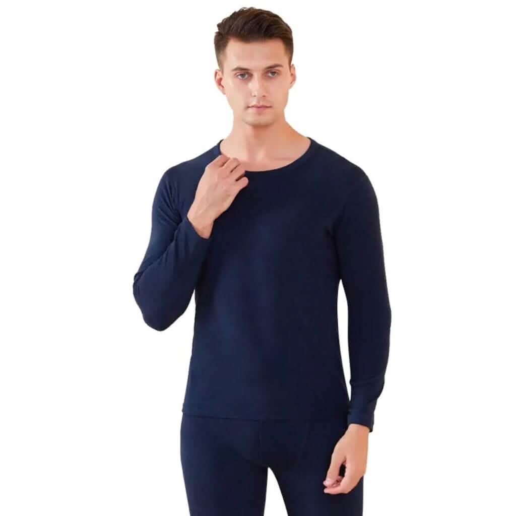 2-Piece Set: Cotton Thermal Set with Shirt & Pants Men's Tops S Blue - DailySale