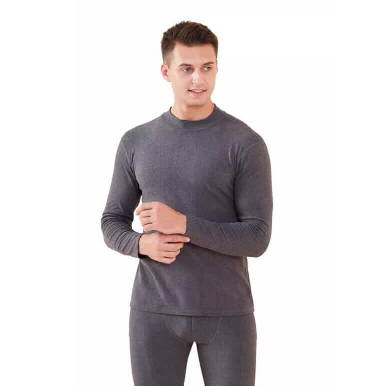 2-Piece Set: Cotton Thermal Set with Shirt & Pants Men's Tops S Gray - DailySale
