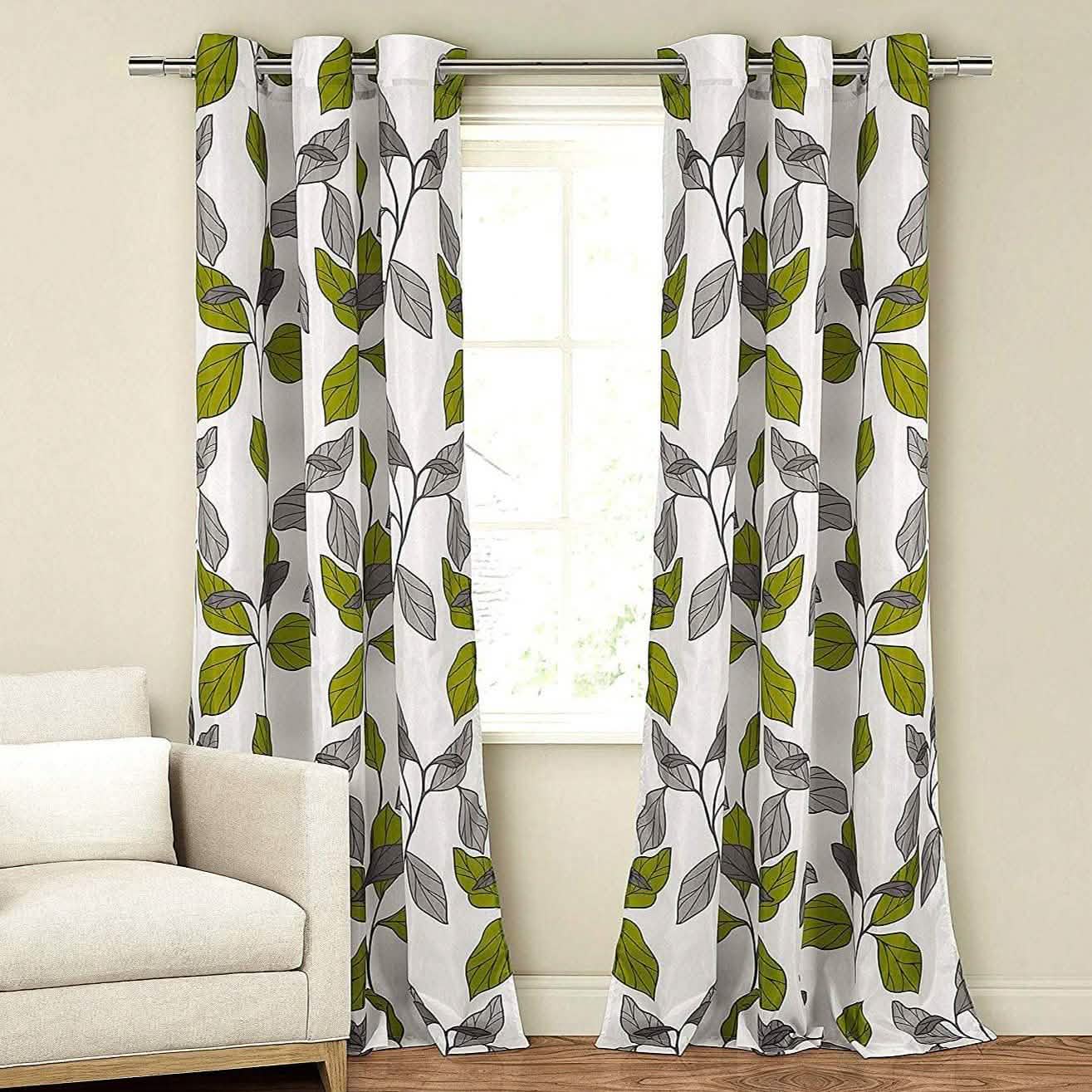 2-Piece Set: Floral Leaves Blackout Grommet Window Curtain Pair Panel Furniture & Decor Green - DailySale