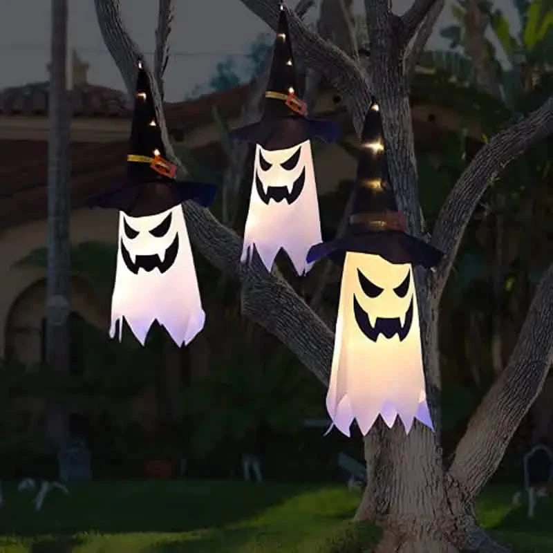2-Piece Set: Glowing Ghost Witch Hat Halloween Decorations Holiday Decor & Apparel - DailySale