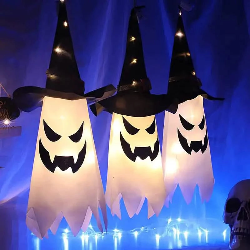 2-Piece Set: Glowing Ghost Witch Hat Halloween Decorations Holiday Decor & Apparel - DailySale