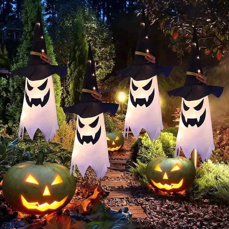 2-Piece Set: Glowing Ghost Witch Hat Halloween Decorations Holiday Decor & Apparel - DailySale