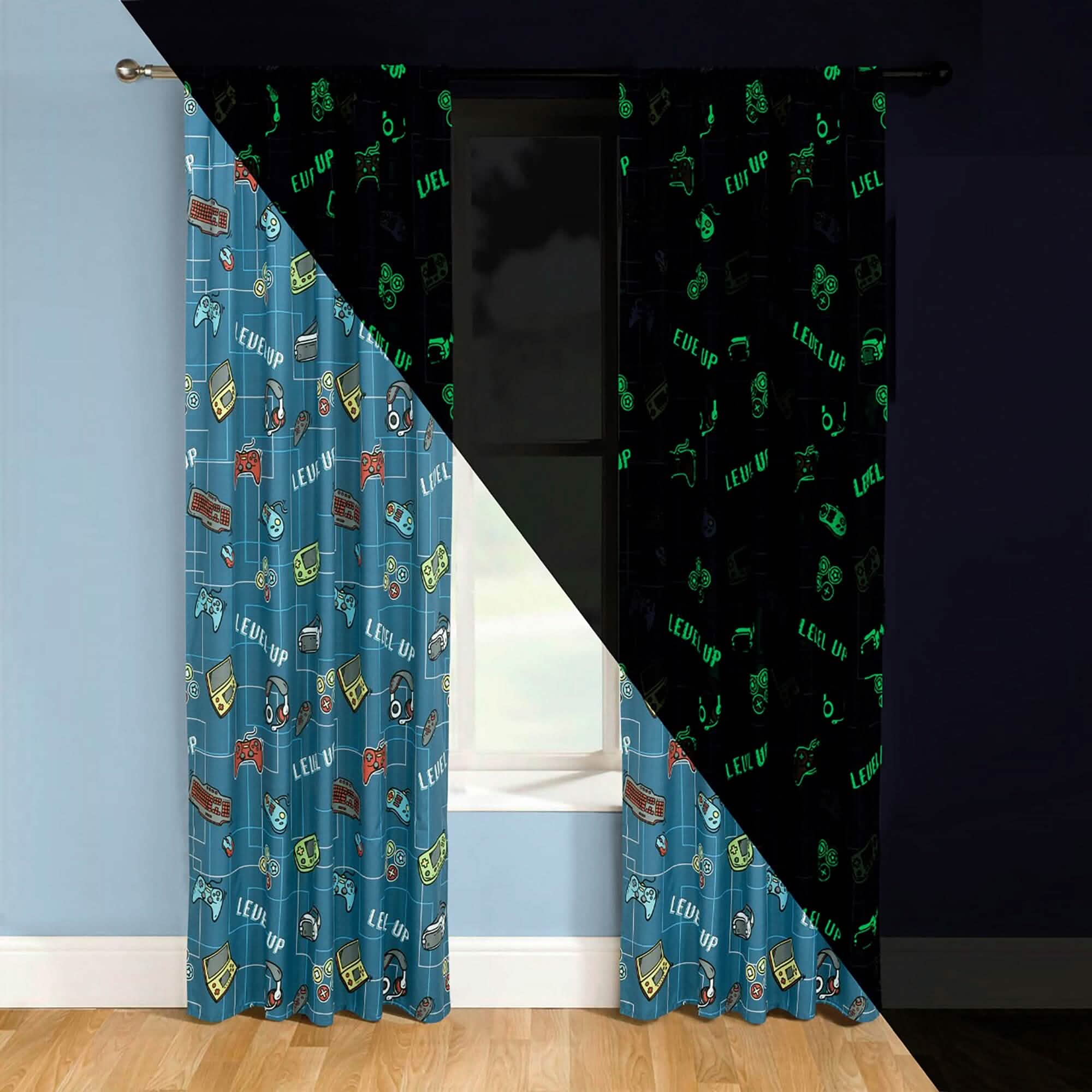 2-Piece Set: Kidz Mix Level Up Glow-in-the-Dark Window Panel Pair Furniture & Decor - DailySale