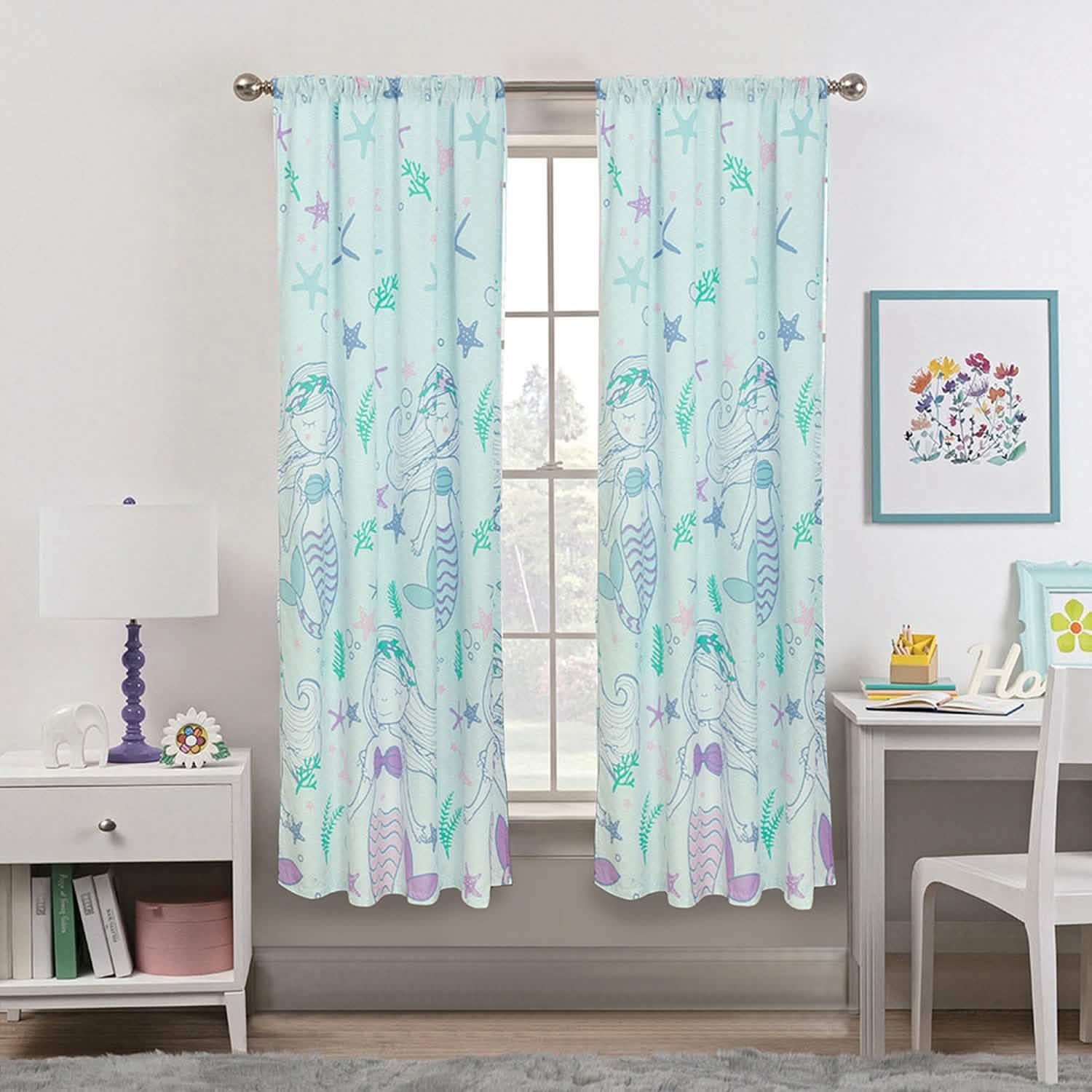 2-Piece Set: Kidz Mix Mystical Mermaid Window Panel Pair Furniture & Decor - DailySale