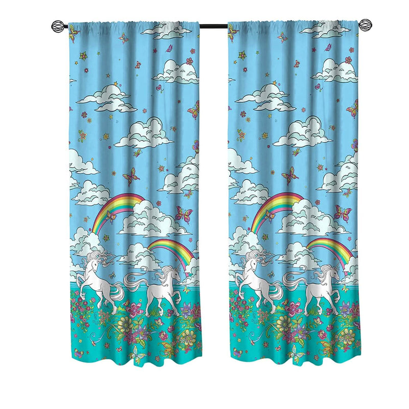 2-Piece Set: Kidz Mix Rainbow Unicorn Window Panel Pair Furniture & Decor - DailySale