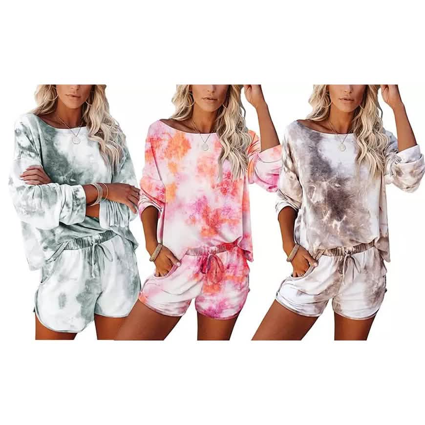 2-Piece Set: Leo Rosi Women Casual Nat Tie Dye Lounge Set Women's Loungewear - DailySale