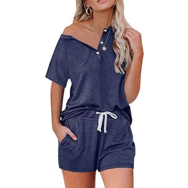 2-Piece Set: Leo Rosi Women's Casual Alexis Lounge Set Women's Loungewear Blue S - DailySale