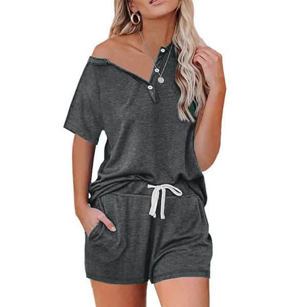 2-Piece Set: Leo Rosi Women's Casual Alexis Lounge Set Women's Loungewear Gray S - DailySale