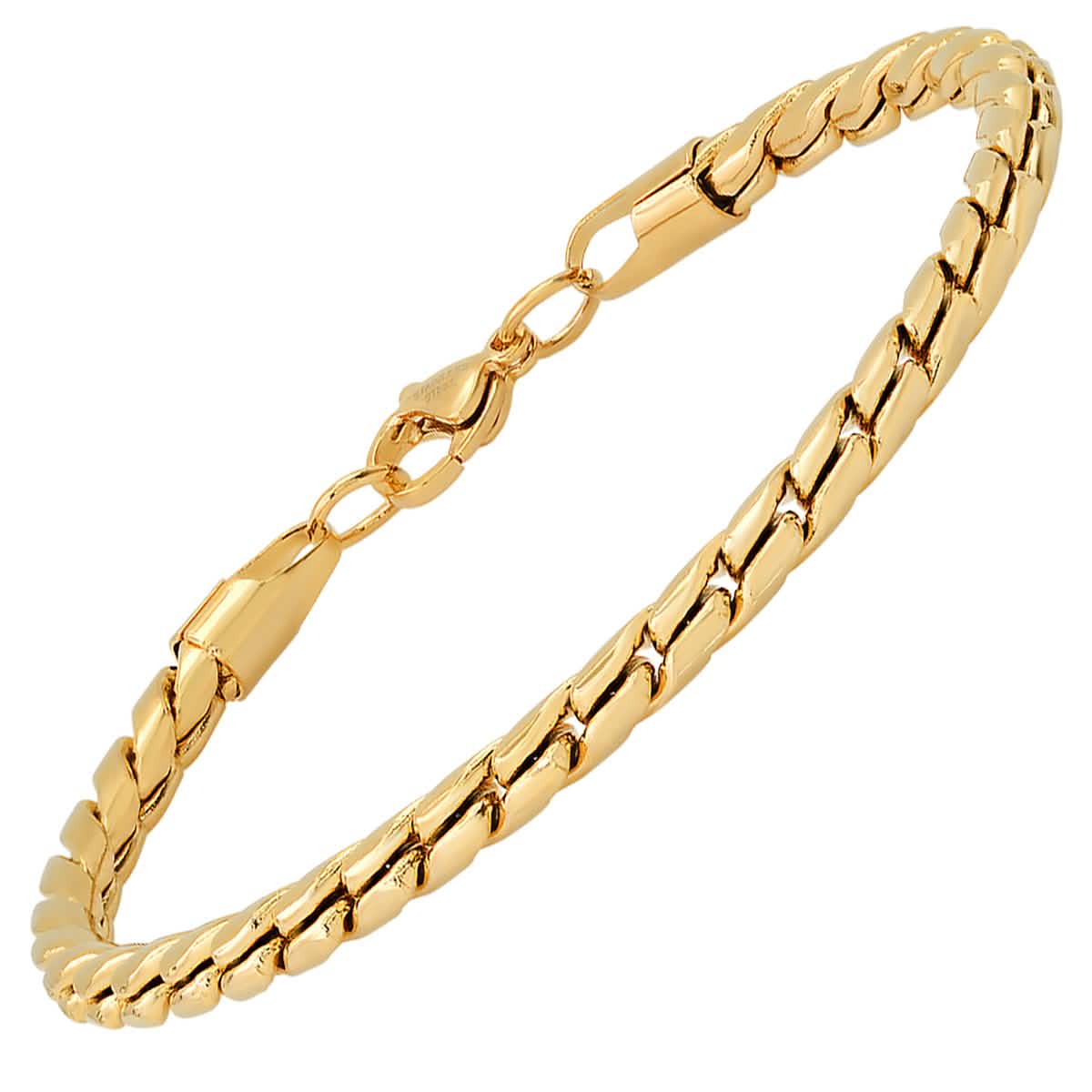 2-Piece Set: Men's 18k Gold Plated Stainless Steel Round Twisted Fancy Link Necklace & Bracelet Necklaces - DailySale