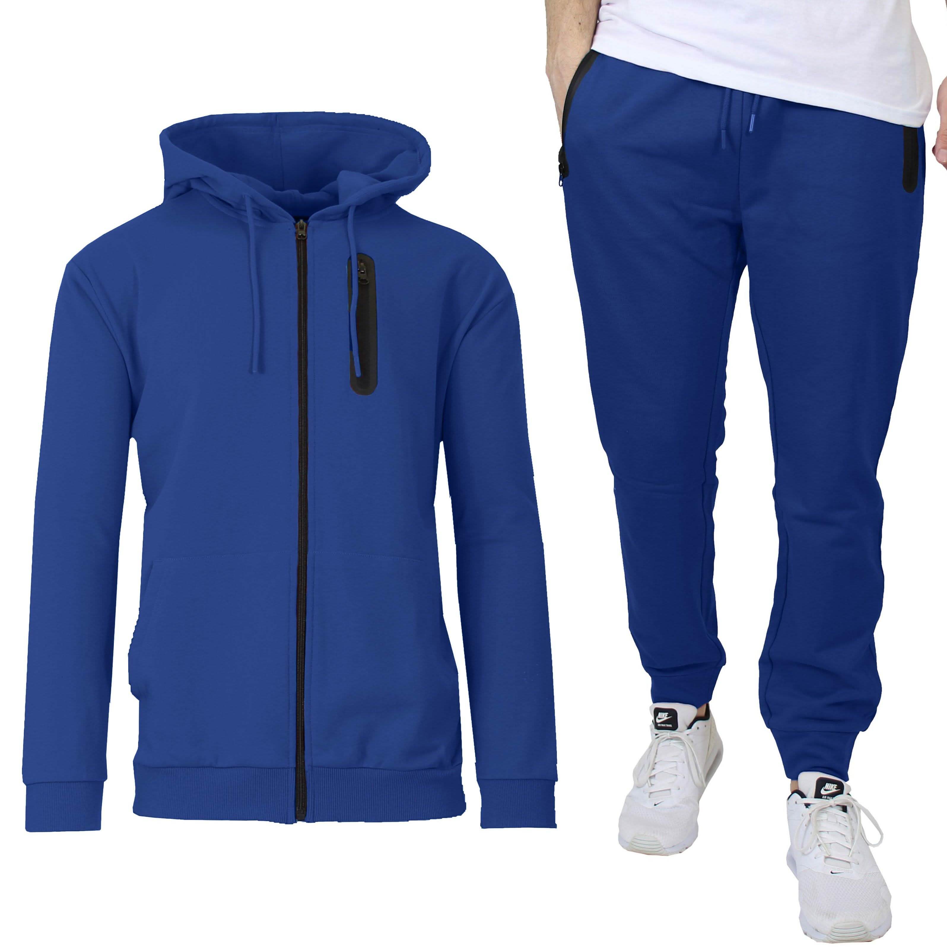 2-Piece Set: Men's Slim Fitting French Terry Hoodie & Jogger Men's Clothing Royal S - DailySale