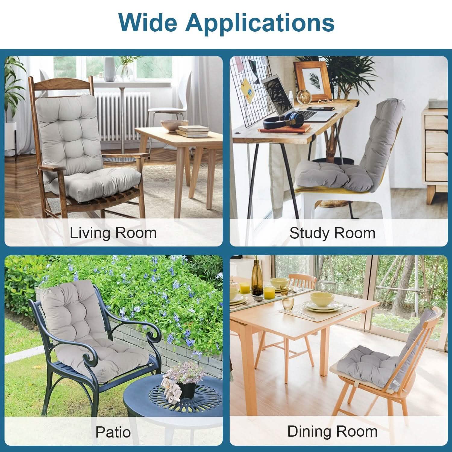 2-Piece Set: Rocking Chair Cushion with Non-Slip Ties Polyester Fiber Filling Furniture & Decor - DailySale