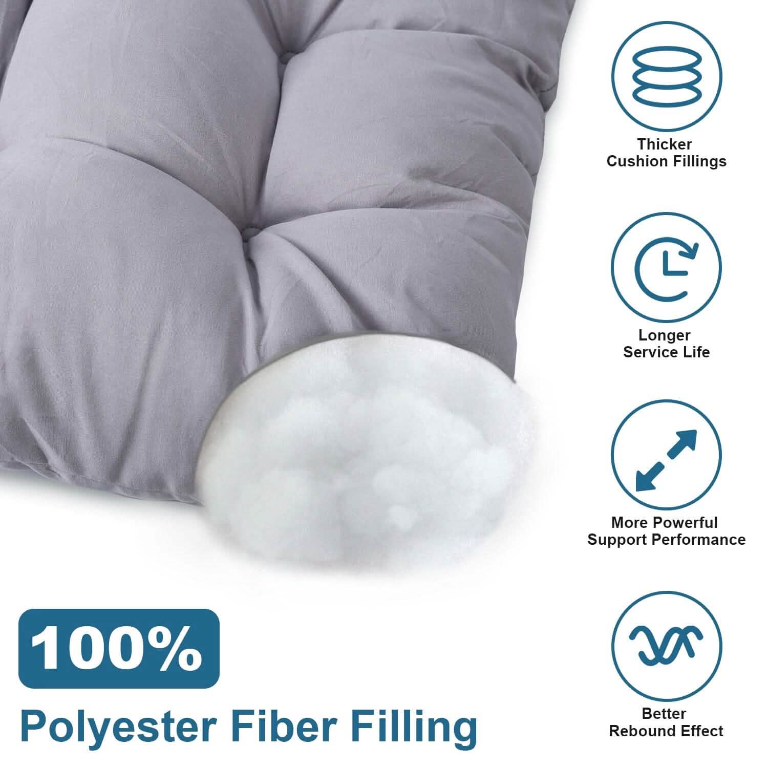 2-Piece Set: Rocking Chair Cushion with Non-Slip Ties Polyester Fiber Filling Furniture & Decor - DailySale