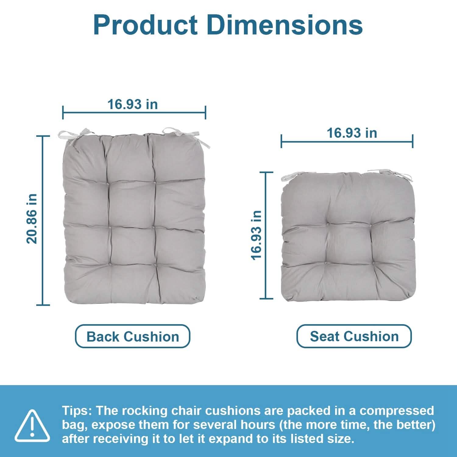2-Piece Set: Rocking Chair Cushion with Non-Slip Ties Polyester Fiber Filling Furniture & Decor - DailySale
