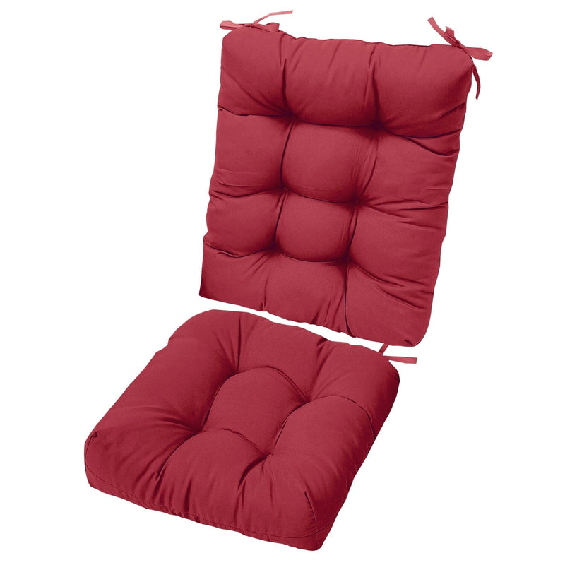 2-Piece Set: Rocking Chair Cushion with Non-Slip Ties Polyester Fiber Filling Furniture & Decor Wine - DailySale
