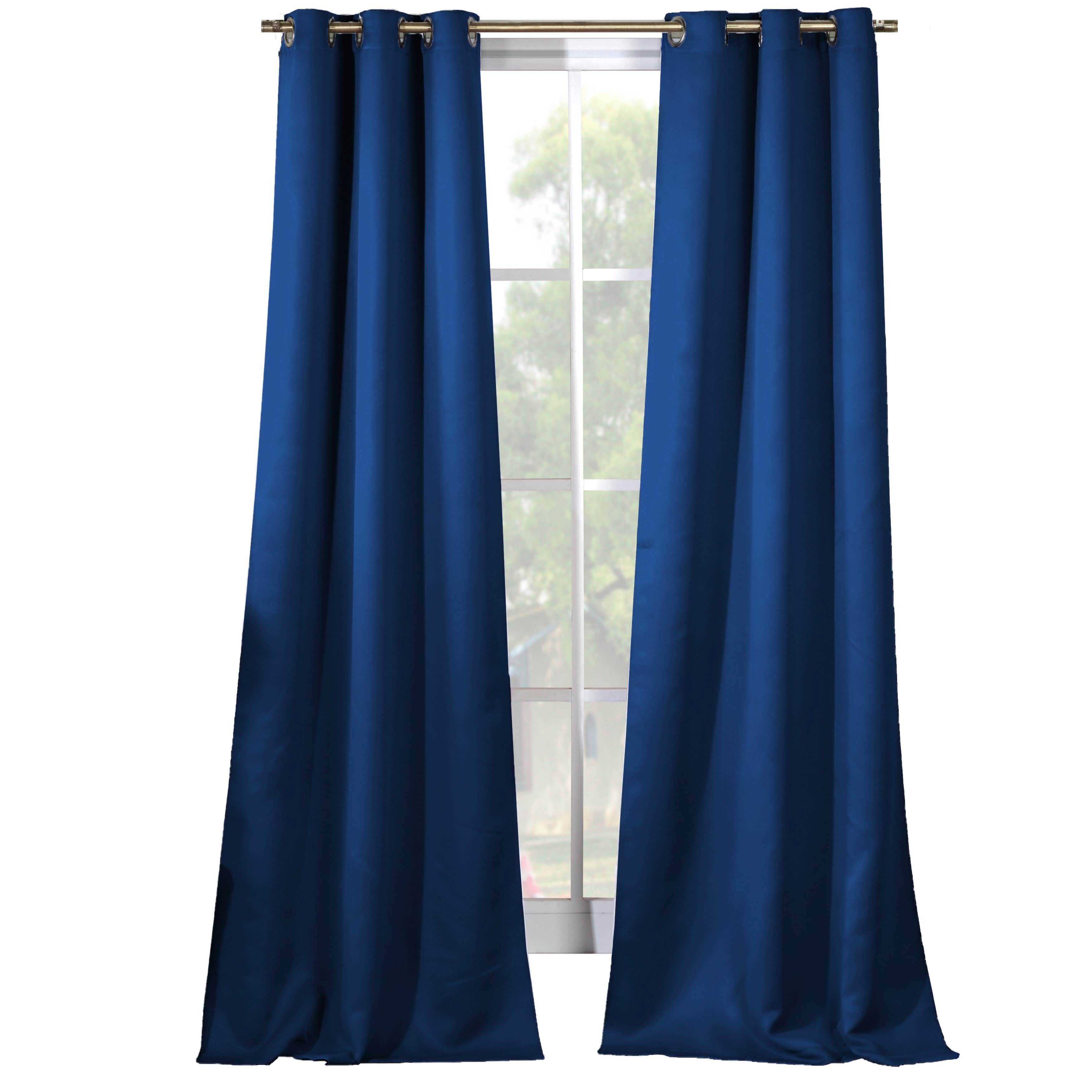 2-Piece Set: Solid Blackout Thermal Grommet Window Curtain Pair Panel Furniture & Decor Apache Blue - DailySale