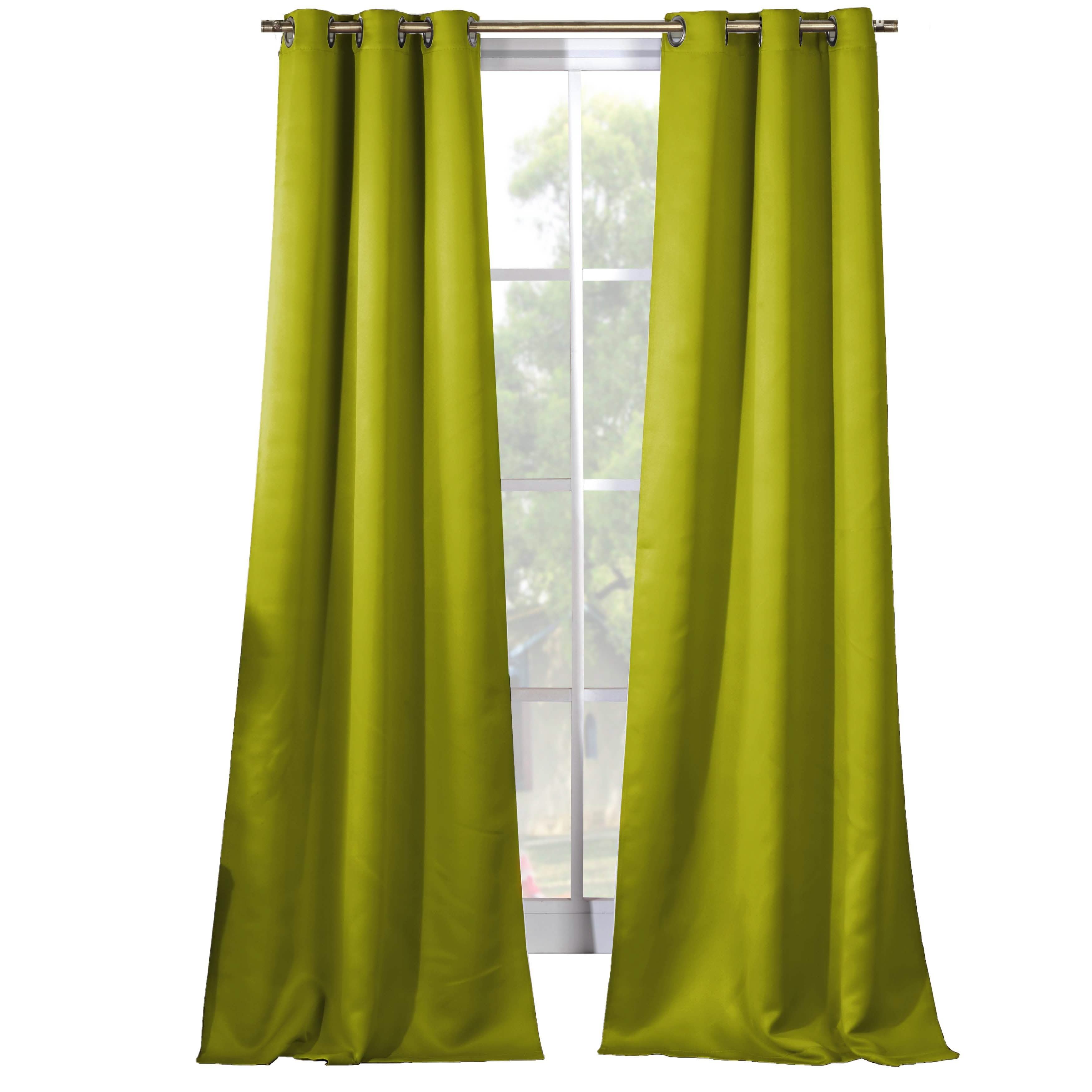2-Piece Set: Solid Blackout Thermal Grommet Window Curtain Pair Panel Furniture & Decor Pistachio - DailySale