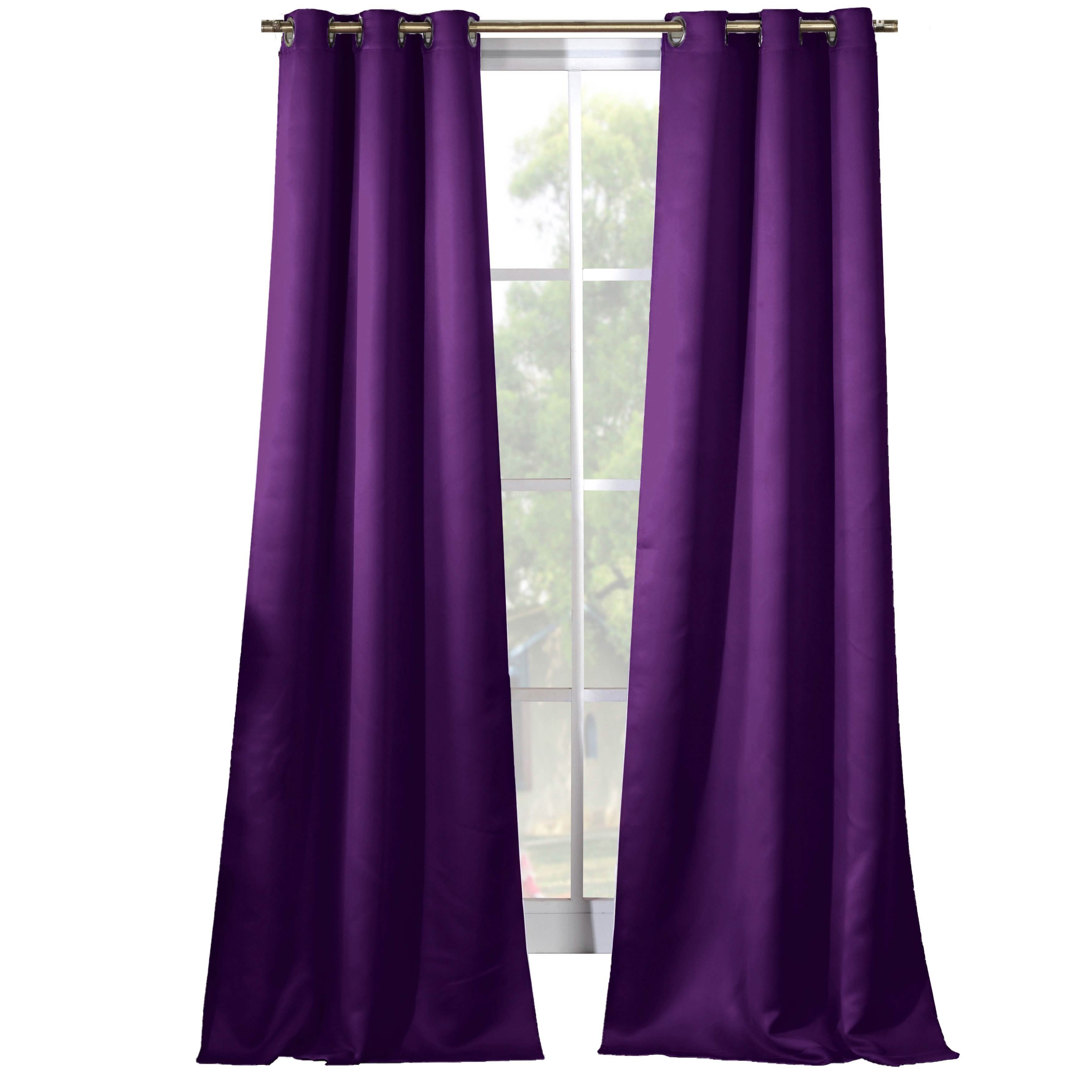 2-Piece Set: Solid Blackout Thermal Grommet Window Curtain Pair Panel Furniture & Decor Plum - DailySale
