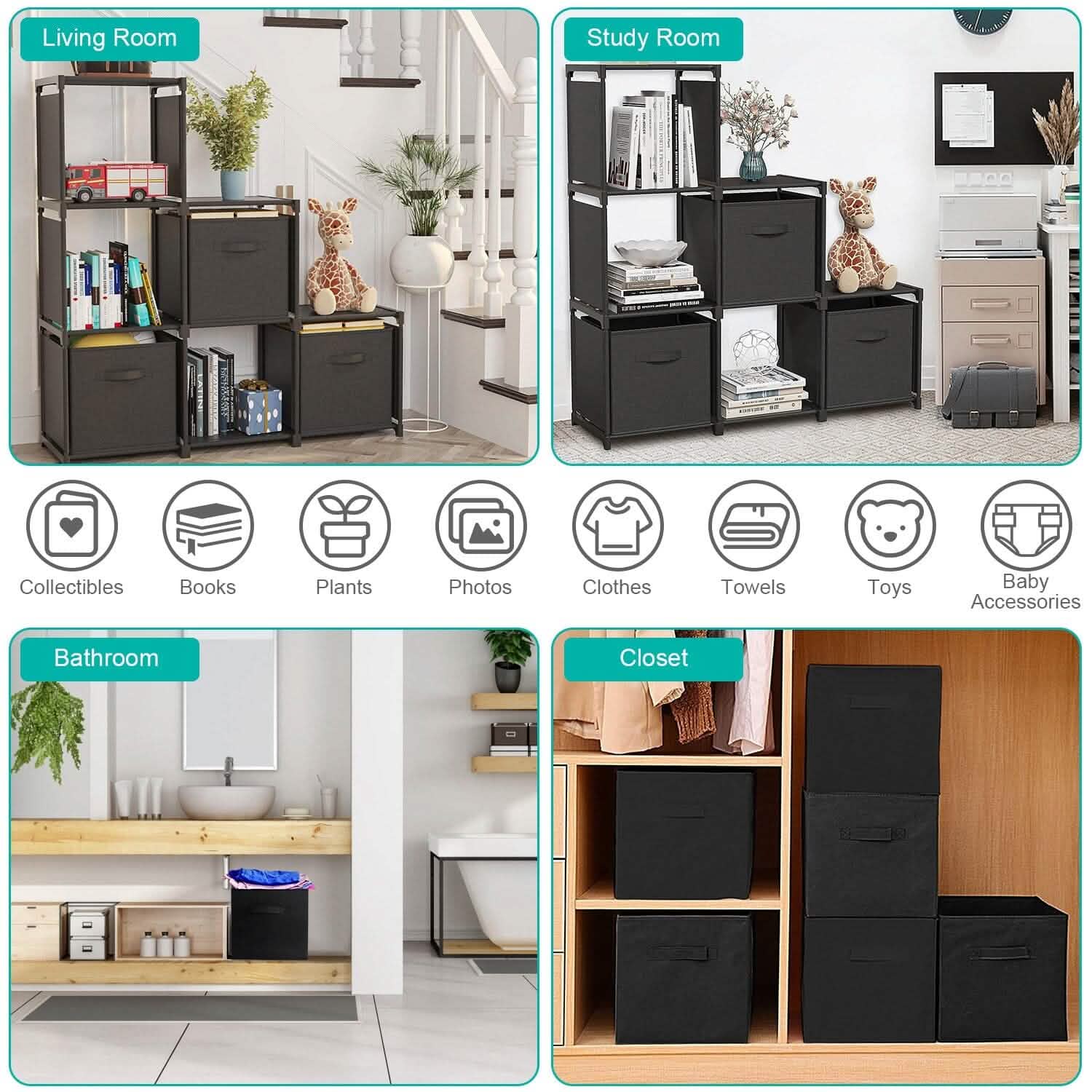 2-Piece Set: Storage Bin Non-Woven Fabric Cube Organizer Closet & Storage - DailySale