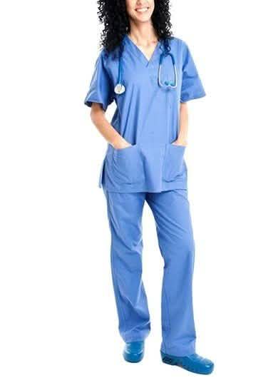 2-Piece Set: Unisex Cotton-Blend V-Neck Scrubs Top & Pants - Assorted Colors & Sizes Women's Apparel - DailySale