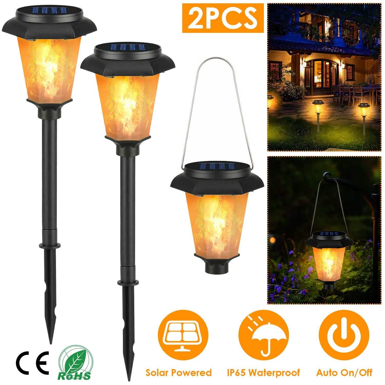 2-Piece: Solar Flame Torch Light Outdoor Lighting - DailySale