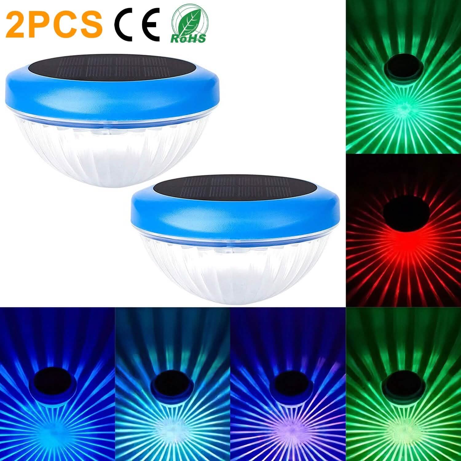 2-Piece: Solar Powered LED Pool Light Gradient Multicolor Changing Outdoor Lighting - DailySale