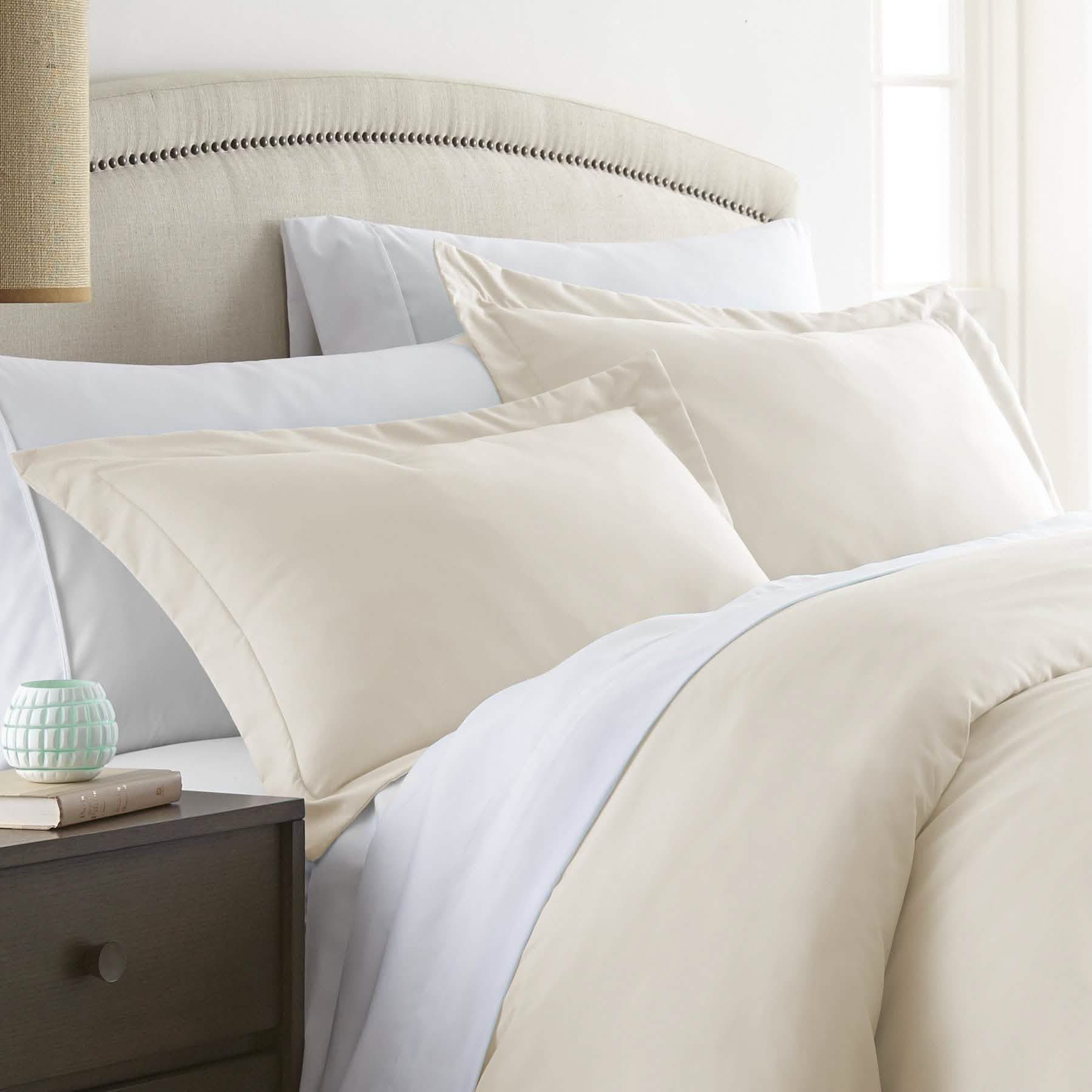 2-Piece: Solid Pillow Sham Set Bedding Ivory Standard - DailySale