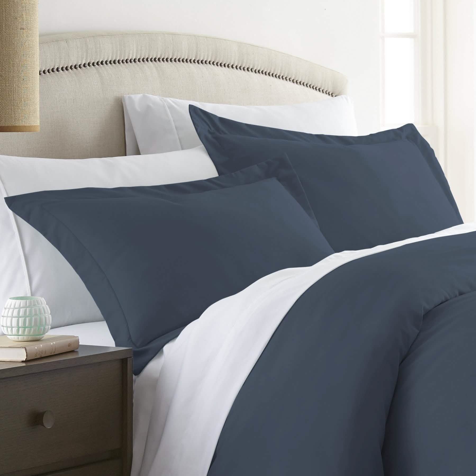 2-Piece: Solid Pillow Sham Set Bedding Navy Standard - DailySale