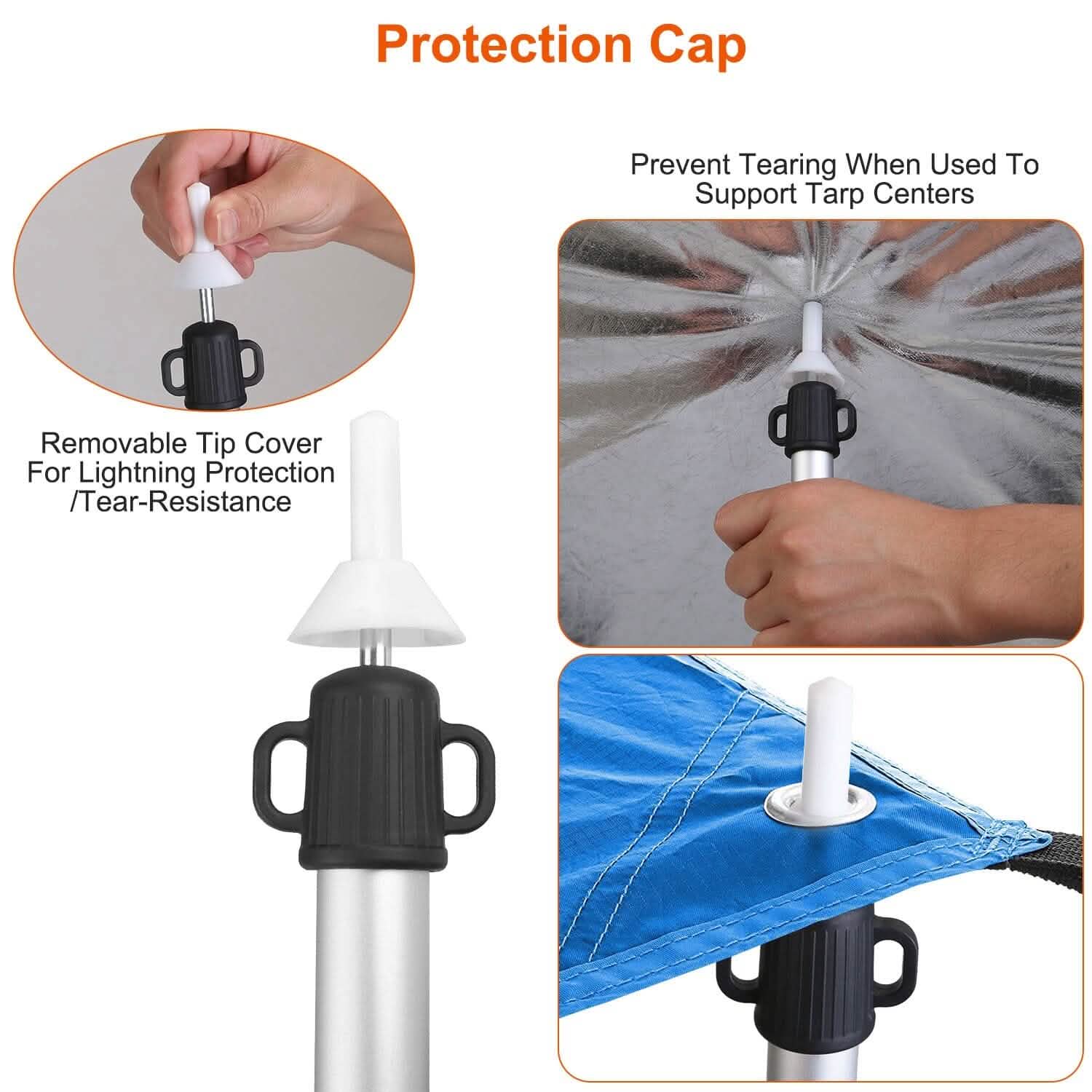 2-Piece: Telescoping Tarp Poles Portable Aluminum Awning Poles Sports & Outdoors - DailySale