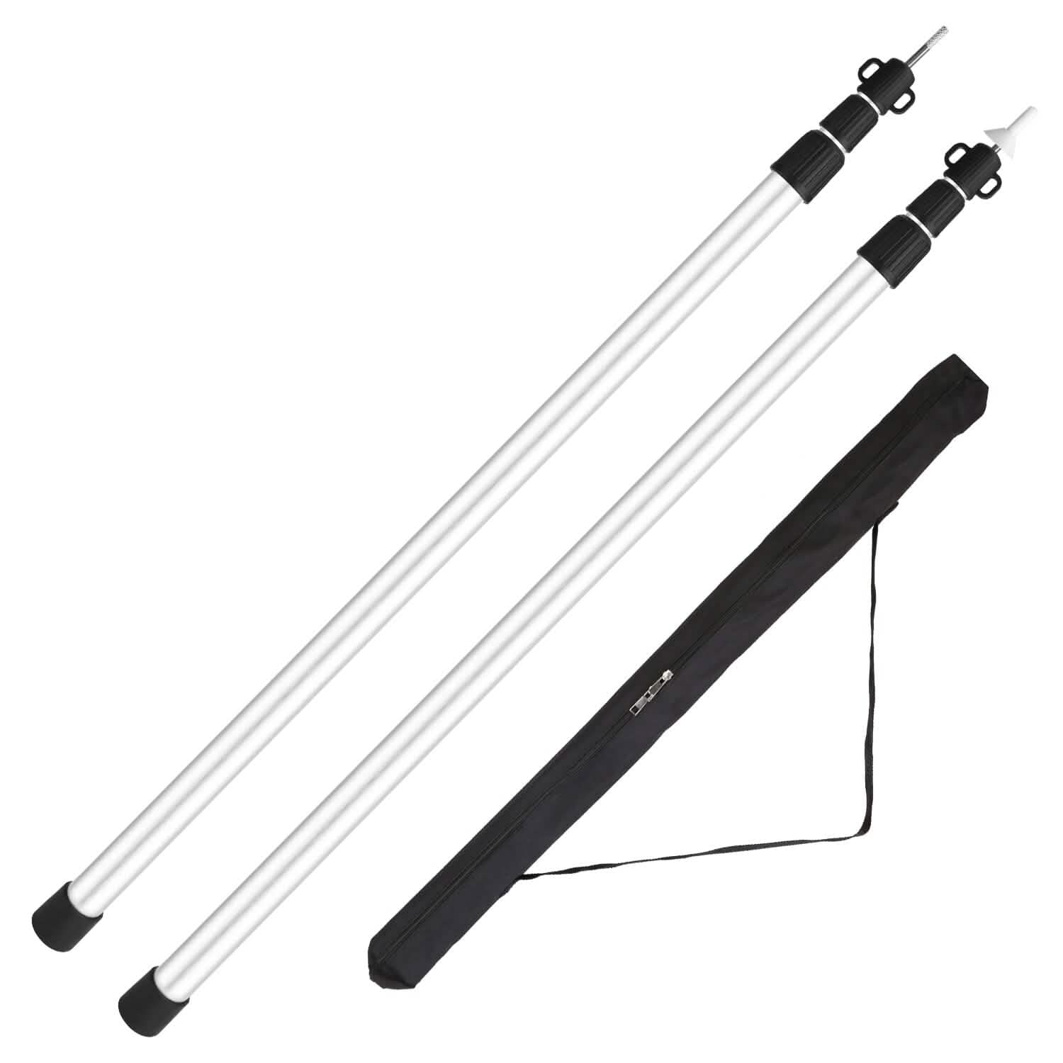 2-Piece: Telescoping Tarp Poles Portable Aluminum Awning Poles Sports & Outdoors - DailySale