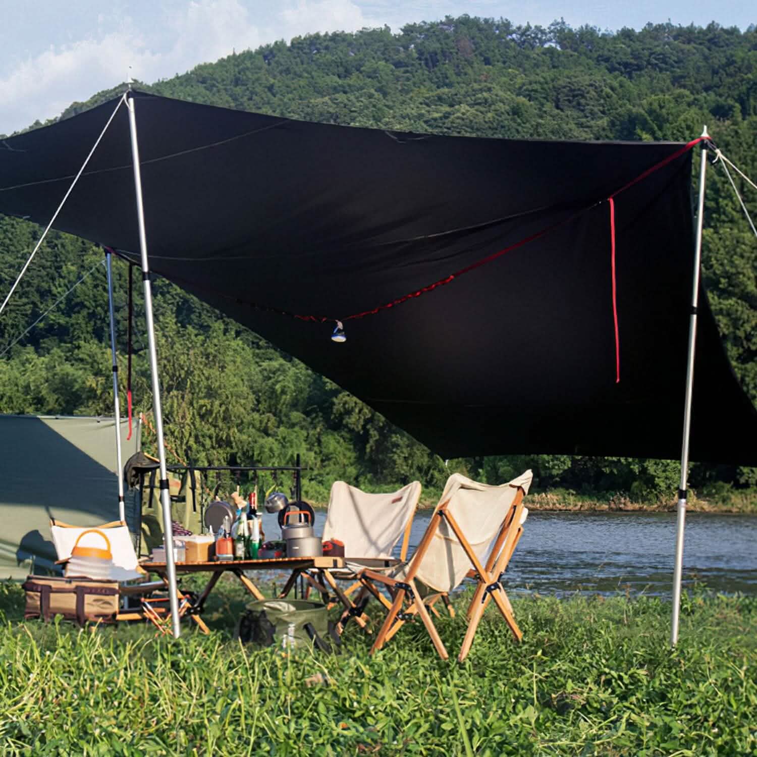 2-Piece: Telescoping Tarp Poles Portable Aluminum Awning Poles Sports & Outdoors - DailySale