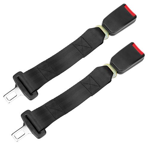 2-Piece: Universal 14” Car Seat Belt Extender over a white background