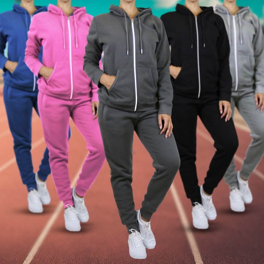 2-Piece: Women's Fleece-Lined Hoodie and Joggers Set in 5 colors, available at Dailysale