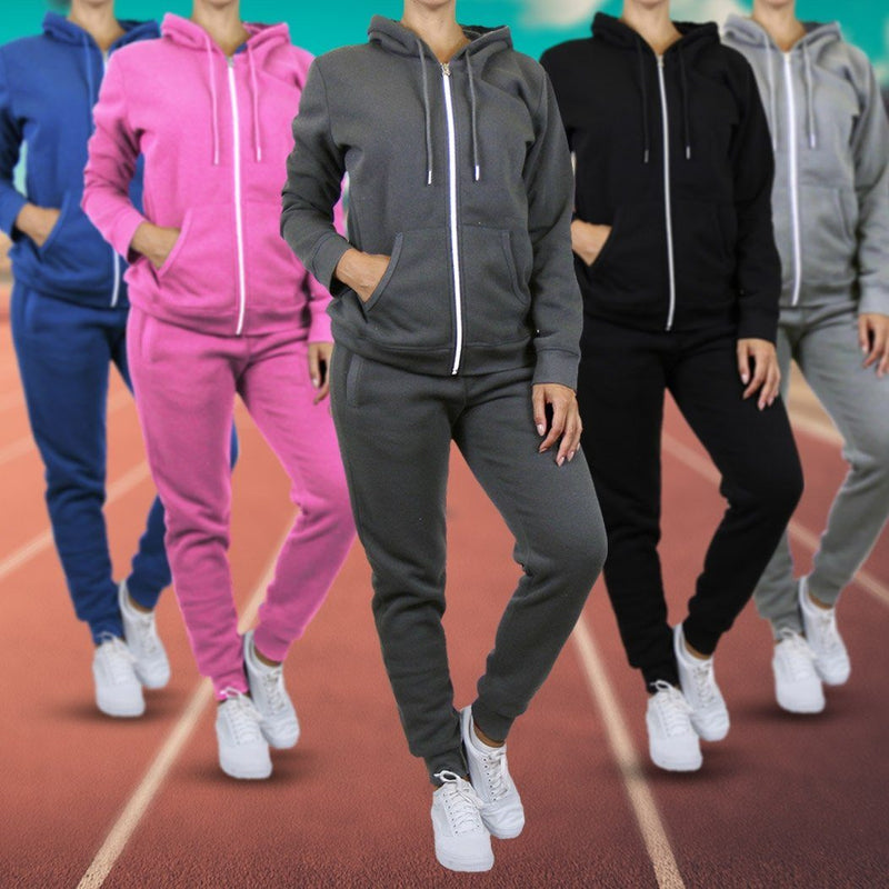2-Piece: Women's Fleece-Lined Hoodie and Joggers Set in 5 colors, available at Dailysale