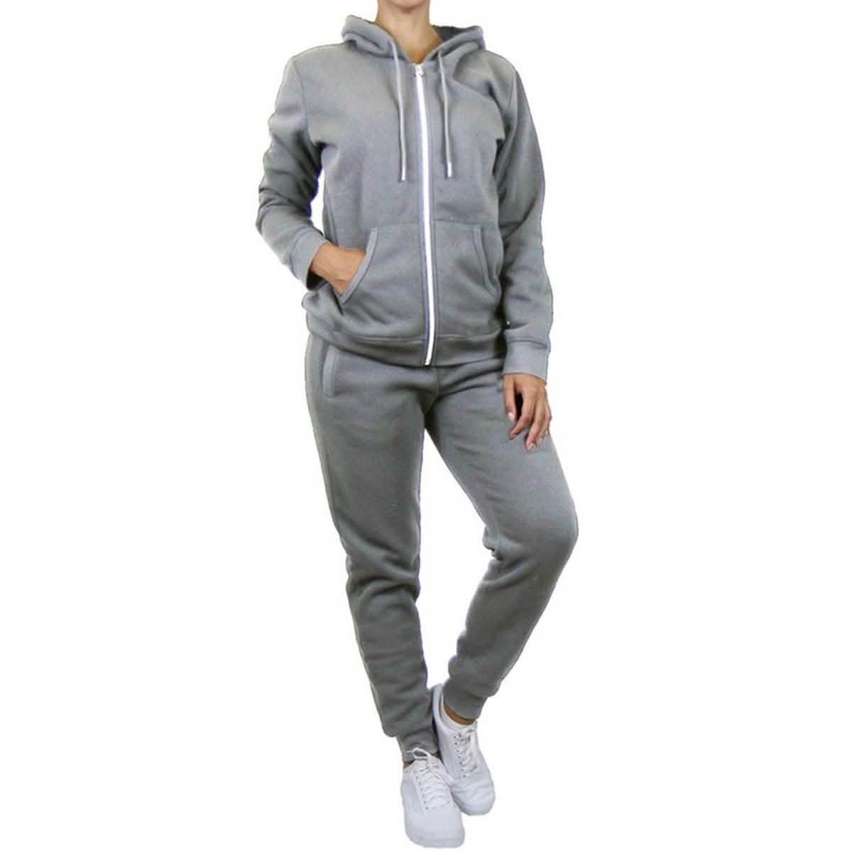 2-Piece: Women's Fleece-Lined Hoodie and Joggers Set Women's Apparel S Heather Gray - DailySale