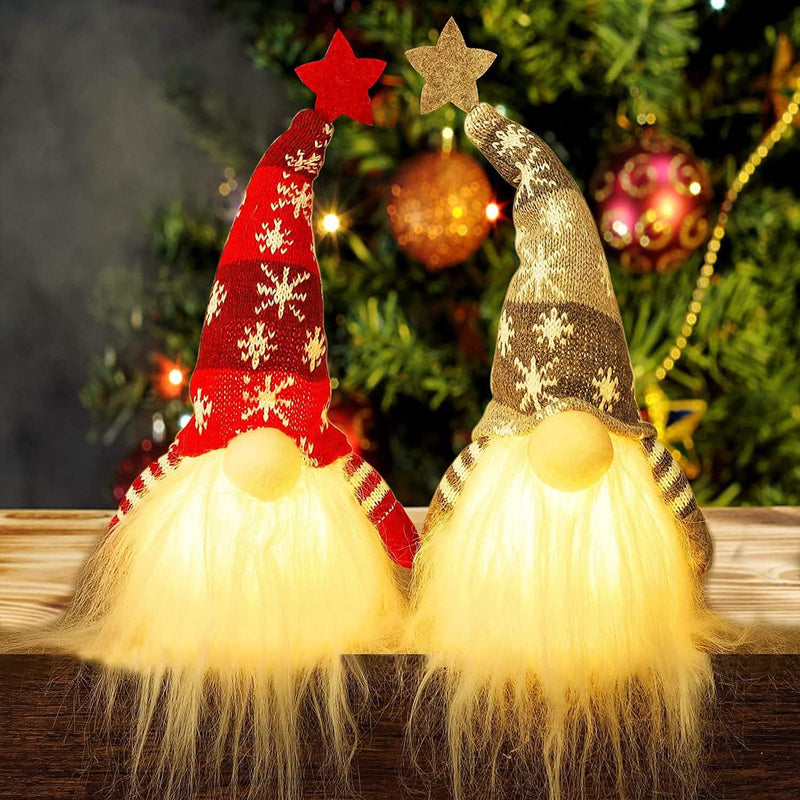 2-Pieces: 11" Lighted Christmas Gnome Santa Holiday Decor & Apparel - DailySale